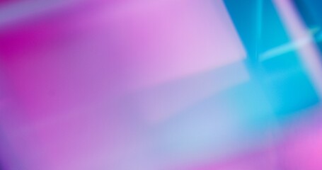 Neon light reflection. Blur fluorescent background. Breaking news. Defocused magenta pink blue purple color glow abstract empty space poster for text.