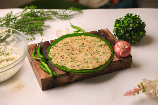 Akki rotti karnaraka famous rice based breakfast,rice bread closeup with selective focus and blur
