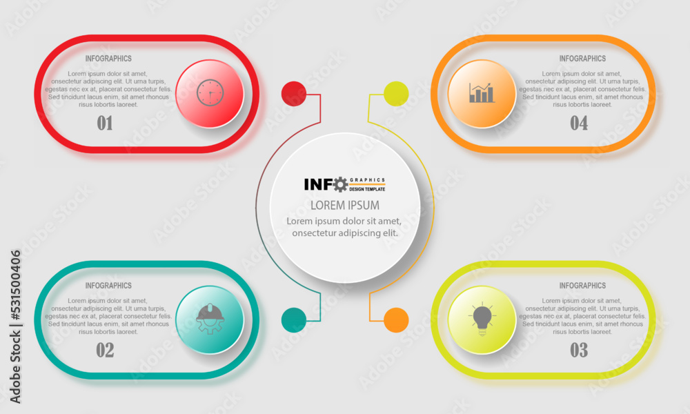 Poster vector infographic circle design template with 4 options or steps