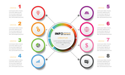 Vector infographic design template with 8 options or steps