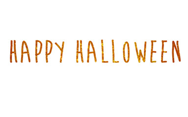 orange glitter isolated hand writing word HAPPY HALLOWEEN on transparent background