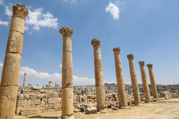 greco-roman ruins of columns well preserved