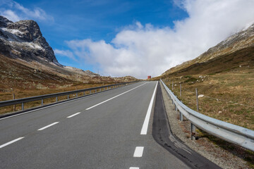 Alpine road on the Julierpass in Switzerland