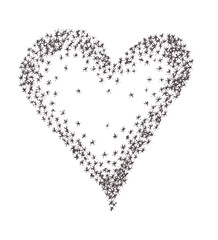 Hand drawn heart made of little stars.  Card celebration, sweet boutique, love vintage border , graphics draw.