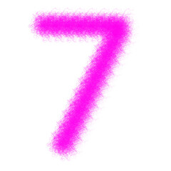 Pink furry number 7 isolated on a white background