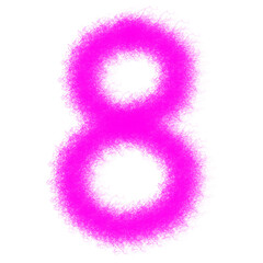 Pink furry number 8 isolated on a white background
