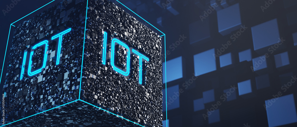 Aufkleber internet of things iot concept. a symbol associated with typical iot icons. 3d render