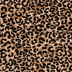Dark brown leopard seamless pattern. Animal skin.
