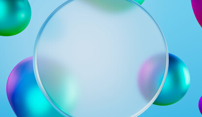 Abstract blank frosted glass background. Glass morphism effect. 3D Rendering