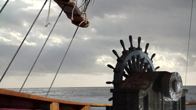 rudder of a pirate ship render 3d 