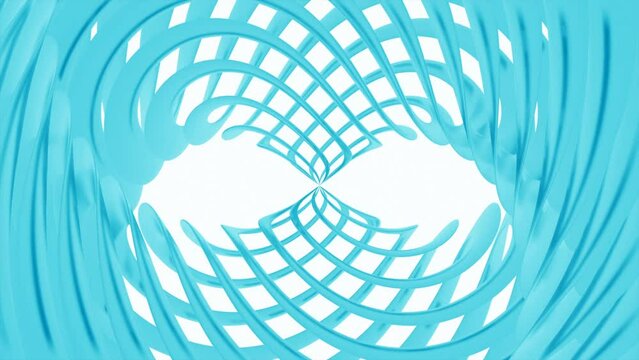 Abstract hypnotic background of crossed rings creating optical illusion. Design. Light blue circular shapes on a white background.