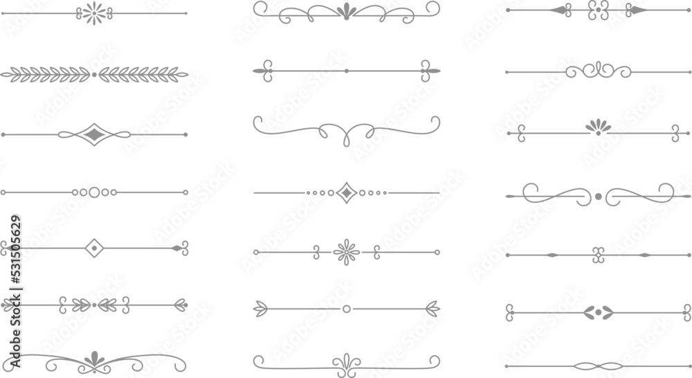 Wall mural classic line separators. flourishes decorative dividers, book embellishment decoration ornaments, vi