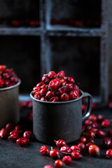 dried rosehip fruits on the table