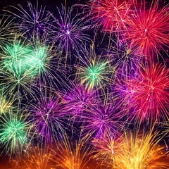 Colorfull fireworks, briColorfull fireworks, bright celebration, view from below to topght celebration, view from below to top. illustration,render
