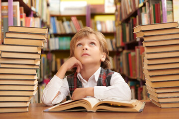 student studing in library