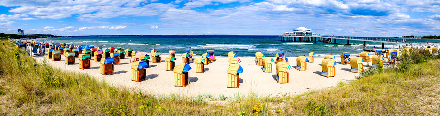 typical hooded beach chair at the baltic sea