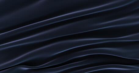 3D render of black fabric as a background, smoth cloth