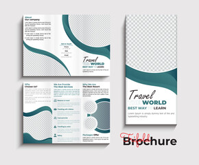 Travel trifold brochure Template design for agency