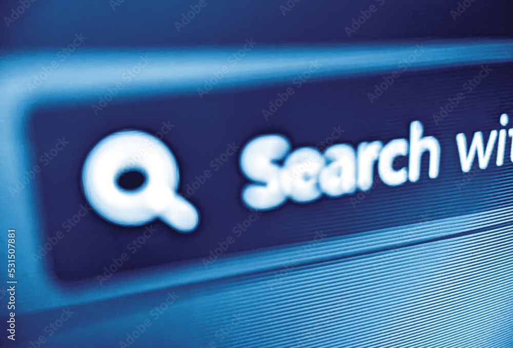 Poster pixelated closeup of an internet web browser search bar with focus blur