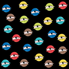 Pattern fabric Big eyes with colors and cartoon urban style. fashion design