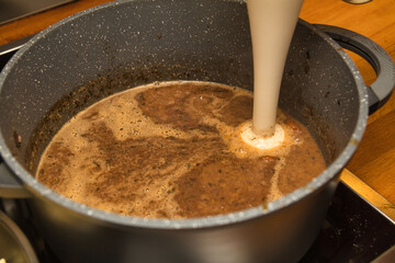 Puree the sauce for a pot roast