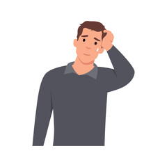 Young man Disappointed man with facepalm gesture, feeling shame. Person with hand at forehead regret fail. Face palm of ashamed and upset human after failure. Flat vector illustration isolated