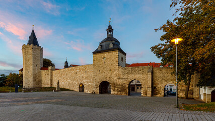 Fototapeta na wymiar The historic city wall of Muehlhousen in Thuringia