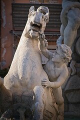 Fototapeta na wymiar Detalles de la fuente de Neptuno. Piazza Navona. Roma