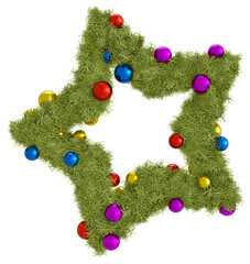 Christmas wreath. Render 3d. Isolated on transparent background, png.