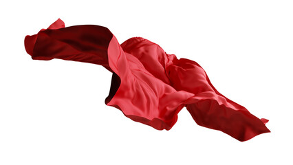 3d render of abstract red cloth falling. Silk drapery flies away. - obrazy, fototapety, plakaty