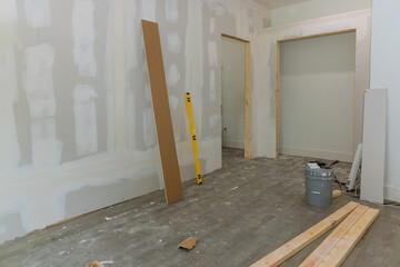 As a result of finishing plastering the drywall, drywall is ready to be painted with newly constructed house