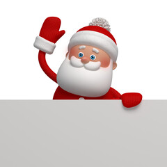 Santa Claus cartoon character with white banner
