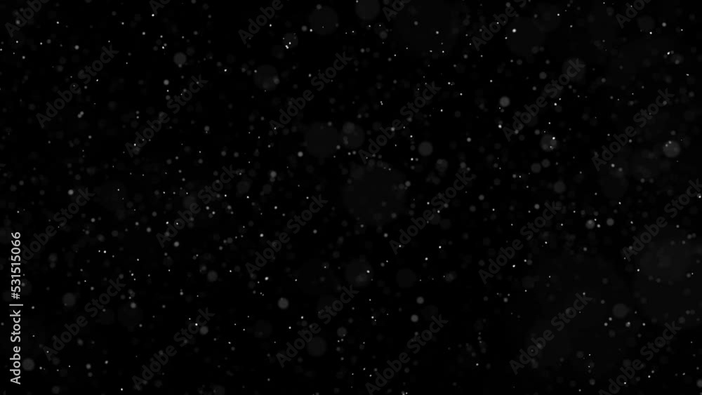 Poster seamless loop blurred snowflakes on clean black animation copy space background.