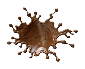 Coffee or hot dark chocolate splashing wave, 3d food illustration
