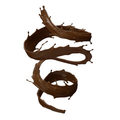 Coffee or hot dark chocolate splashing wave, 3d food illustration