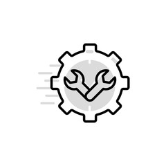 Wrench and Gear Cogwheel concept line icon. Simple element illustration. Wrench and Gear Cogwheel concept outline symbol design.
