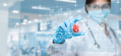 Concept of diagnosis and treatment of patients with a viral disease.