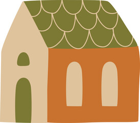 PNG, transparent Cottage countryside Cute house hand drawing Rural building with garden flowers. Autumn landscape isolated elements. Fall illustration village and garden icons. Cute fall childish