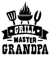 Grill master Grandpa sign svg. Barbeque party. Father's Day decor. BBQ image. Isolated on transparent background.	