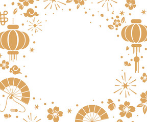 frame with chinese new year elements for greeting card, invitation, posters, brochure, calendar, flyers, banners, on transparent background Png