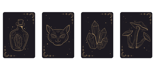 Tarot magic esoteric spell astrology cards isolated concept set. Vector graphic design element illustration