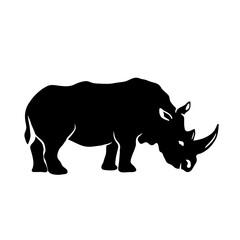 African rhino. PNG illustration.