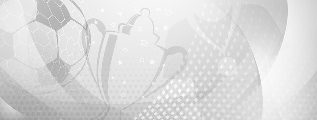 Abstract background on a football theme with big ball and other soccer symbols in gray colors