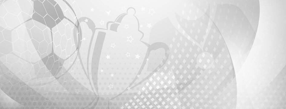 Abstract background on a football theme with big ball and other soccer symbols in gray colors