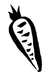 Carrot vegetable hand painted with ink brush