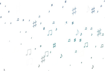 Light Blue, Green vector template with musical symbols.