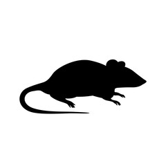 Black rat silhouette. PNG illustration.