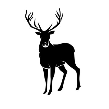 Black deer illustration. PNG.