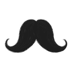 Black mustache. Barbershop element. PNG illustration.