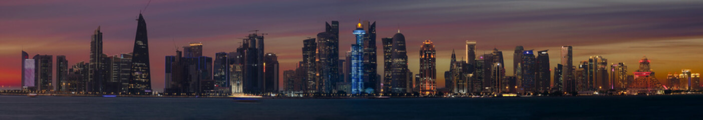 Beautiful Doha Skyline after sunset.
